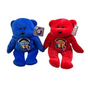 Bean Bag Plush Stuffed Animals  Beanie Baby Bear - 911 NYPD & FDNY